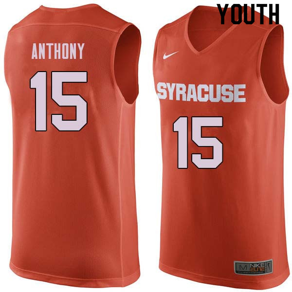 Youth #15 Carmelo Anthony Syracuse Orange College Basketball Jerseys Sale-Orange